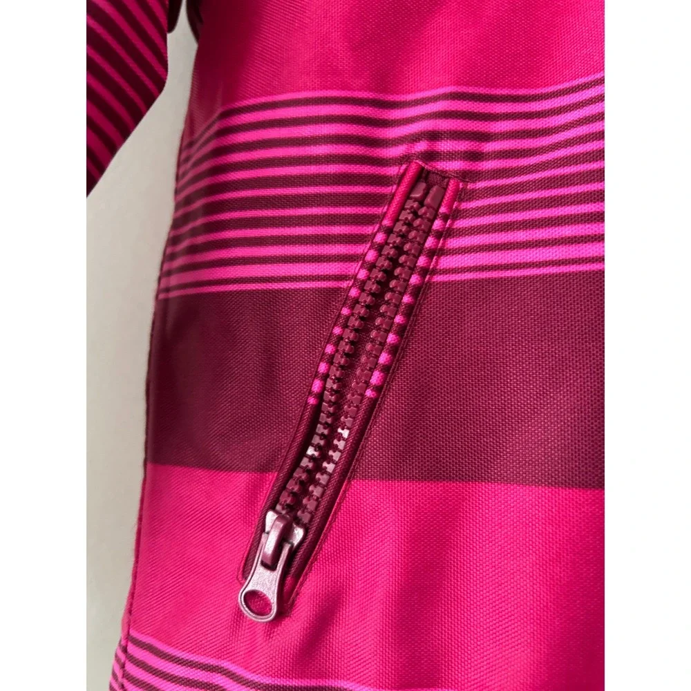 Minymo Kids Pink Striped Hooded Winter Jacket Insulated Ski Coat Thumbhole Cuffs